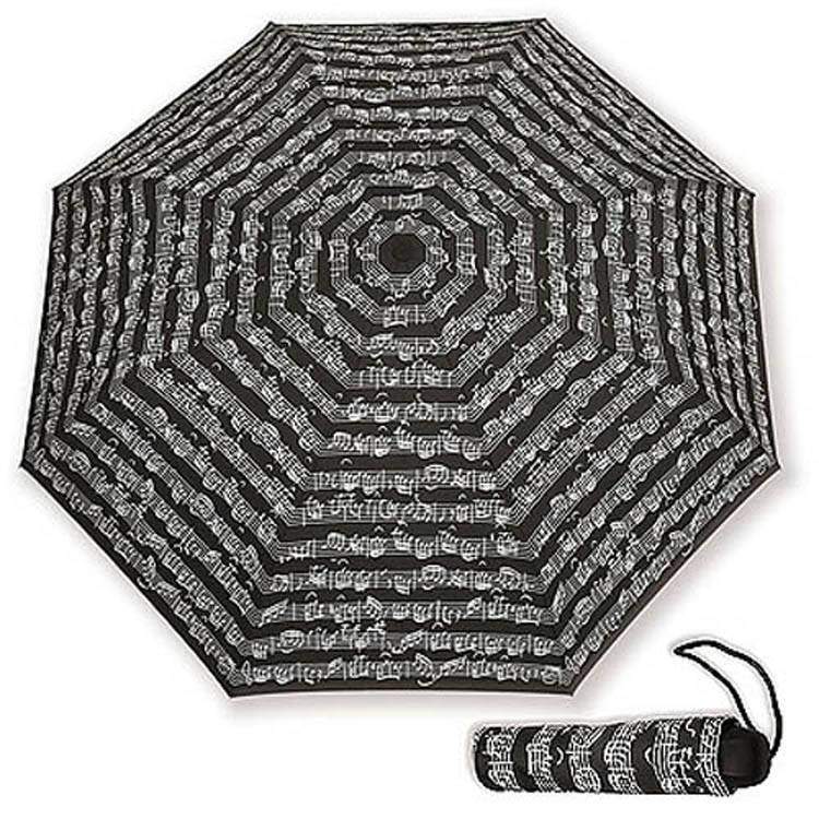Parapluie noir motif notes de musique